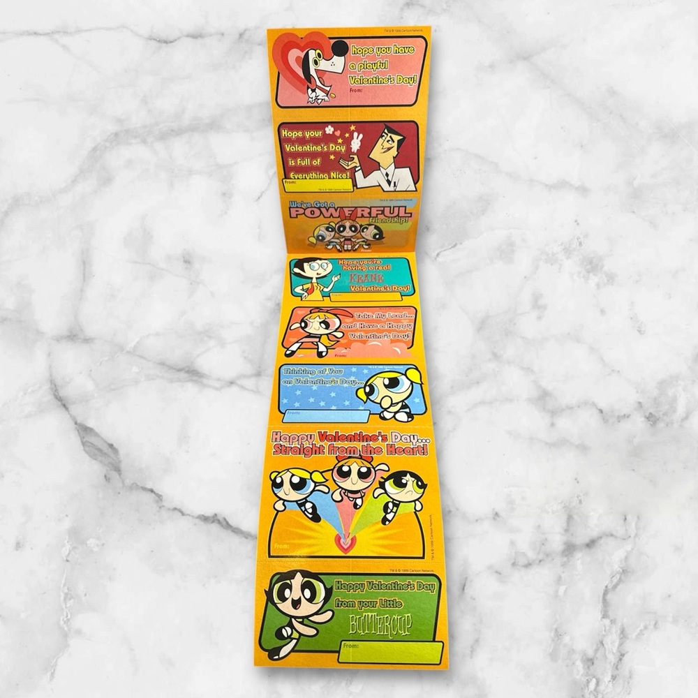 Vintage 1999 Power Puff Girls Valentines cards lot of 8 fold and give